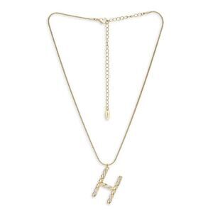 NEW ETTIKA REVOLVE 18K Goldplated Twisted Crystal Initial Pendant Necklace H